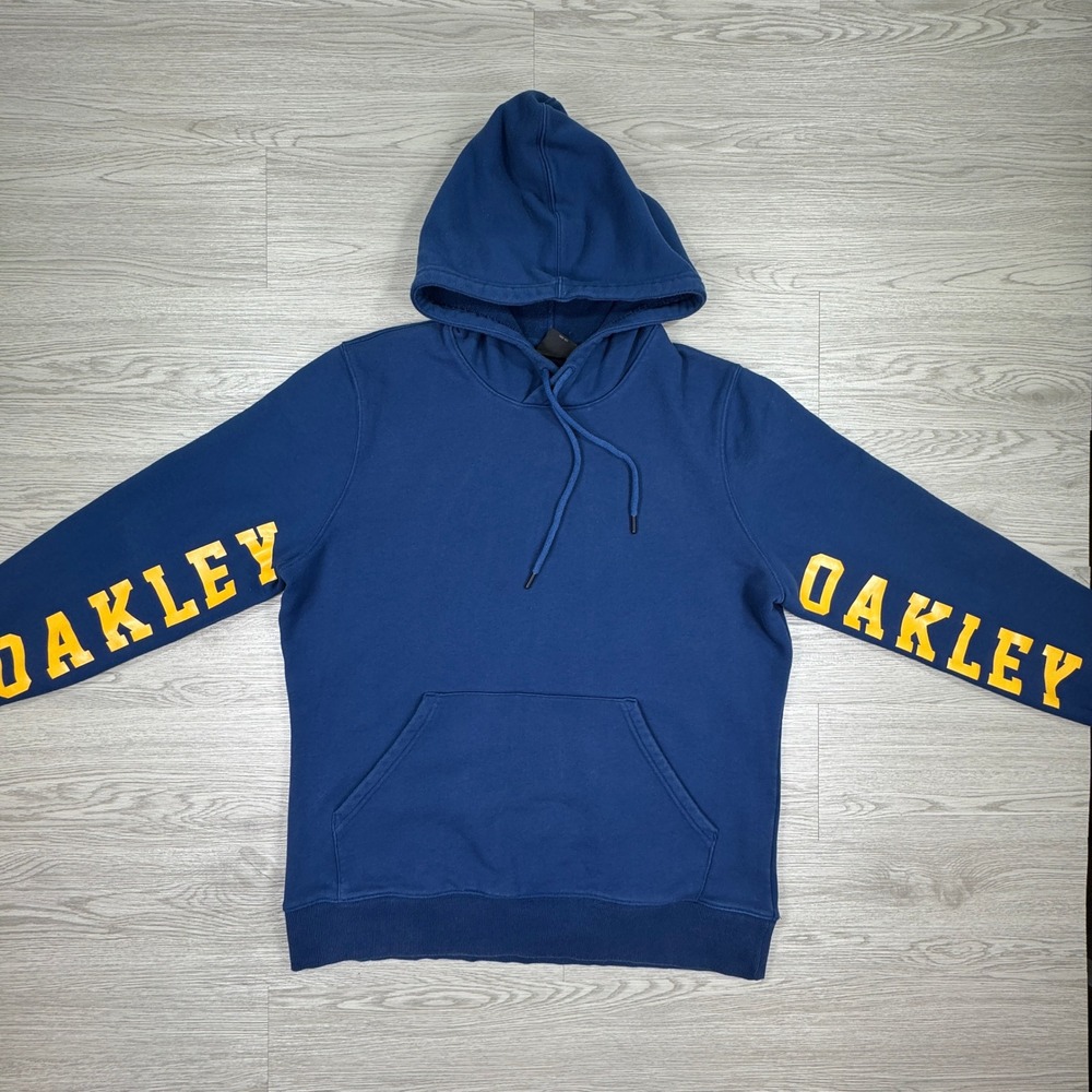 Oakley Mens Hoodie Custom Fit Blue XL Sleeve Logo Graphic Pullover‎ Sweatshirt